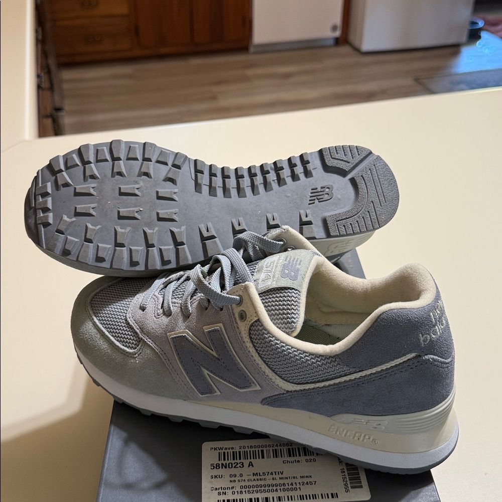 New Balance Light Gray and Cream Sneakers